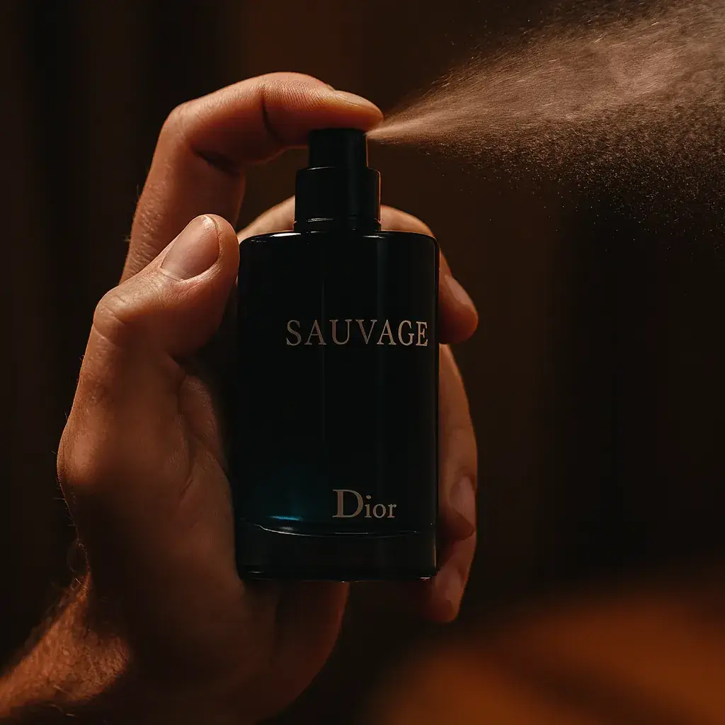 perfume sauvage aplicando